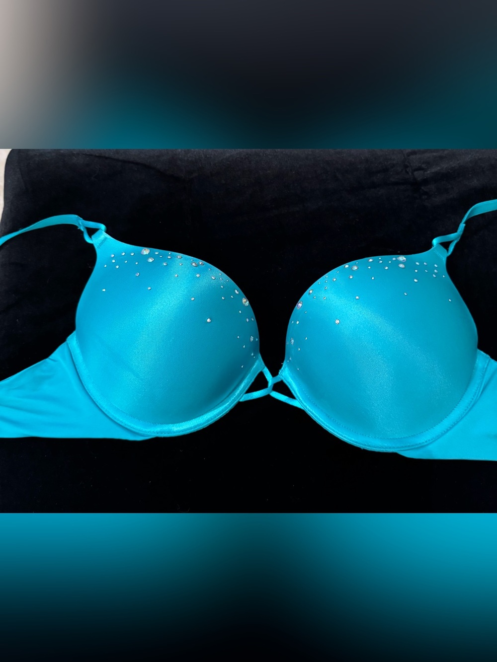 Victoria's Secret Turquoise Push-Up Bra with Rhinestone Accents